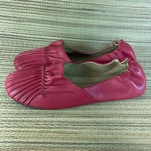 Chocolat Blu Cam II Pleated Leather Ballet Flat Slip-On Womens Size 9